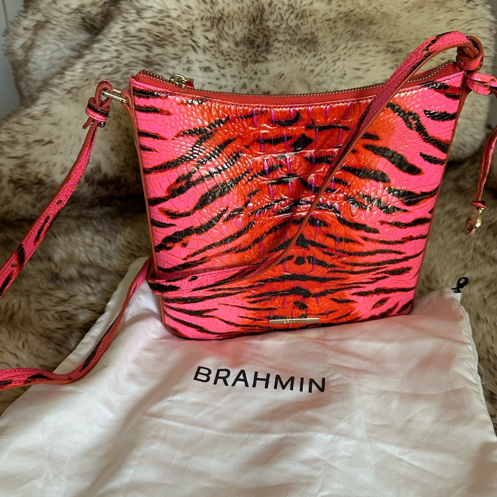 Brahmin Melbourne Katie Pink Feline Crossbody Bag